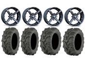 MSA Black Battle 12 ATV Wheels 25 Mud Lite XTR Tires Kawasaki Teryx Mule