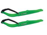 Pair of Green C A Pro RAZOR 6 Snowmobile Skis W Black C A Loops
