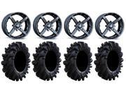 MSA Blk Battle 18 ATV Wheels 36 Intimidator Tires Sportsman 550 850 1000