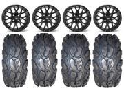 ITP Hurricane 14 Wheels Black 28 MotoGrip Tires Arctic Cat TBX TRV MudPro