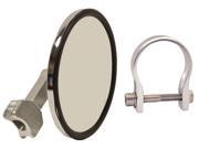 Axia Alloys Silver Round Billet Flat Arm Side Mirror 5 1.5 Clamp