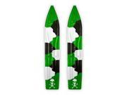 Pair of Green White Black Camo Slydog Powder Hound 8 Skis w White Skull