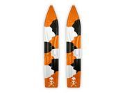 Pair of Orange Black White Camo Slydog Powder Hound 8 Skis w White Skull