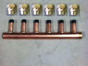 6 Loop 1 Copper Manifold w 1 2 copper fittings 1 2 Pex Al Pex Fittings