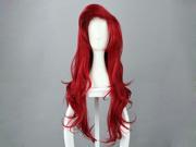 70cm 27.55 Inch Long Dark Red Little Mermaid Ariel Wavy Cosplay Wig