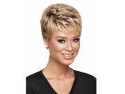 Synthetic Short hair Wavy Blonde wig cap with choppy face framing bangs for women