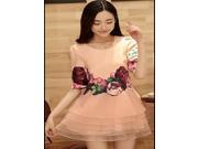 The new summer 2014 Korean version of the influx of organza print dress temperament ladies large size women princess dress