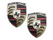 2 X Porsche Real Aluminum Car Logo Badge Emblems Pair Set for 911 914 993 928 968 944 986 930 996 924 996 997 Boxster Cayenne Carrera Targa Panamera Cayman