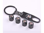 Set of 4 Car Tire Valve Stem Air Caps Cover Keychain For cadillac black