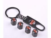 GTI Car Air Tire Valve Caps and Black Keychain Combo Set