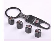 Quality Steel Car Air Tire Valve Caps and Black Keychain Combo Set for Audi
