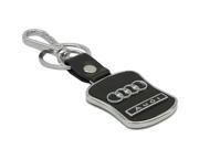 Black Leather Audi Key Chain with Silver Logo