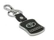 Black Leather Toyota Key Chain with Silver Logo