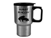 14oz Makin Bacon Stainless Steel Travel Mug W Handle L1