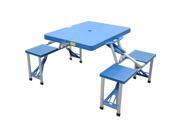 Outsunny Outdoor Portable Folding Camp Suitcase Picnic Table w 4 Seats Blue
