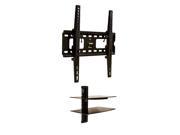 NavePoint Low Profile Wall Mount TV Bracket Tilt 32 60 Inches with Component Shelf