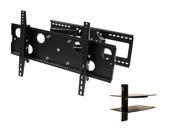 NavePoint Dual Arm Full Motion Articulating TV Wall Mount Bracket 37 65 Inches with Shelf Black