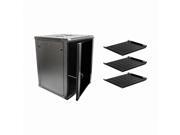 Navepoint 15U Deluxe IT Wallmount Cabinet Enclosure 19 Inch Server Network Rack With Locking Glass Door 24 Inches Deep Black With Shelves
