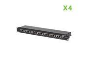 Navepoint 24 Port Cat5E FTP Shielded Patch Panel For 19 Inch Wallmount Or Rackmount Ethernet Network 1U Black 4 pack