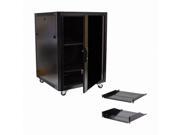 NavePoint 15U Steel Rack Audio Video A V Rack Locking Glass Door Cabinet 600mm Casters
