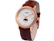 Time100 Men s Moon Phase Waterproof Rose Golden Dial Watch W80021G.03A