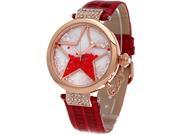Time100 W50058L.05A Diamond Starry Dial Ladies Watch Genuine Leather Red Gold