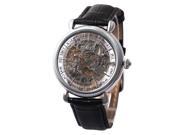 Time100 Skeleton Apparent Space Automatical Black Genuine Leather Strap Mechanical Mens Watch W60026G.01A