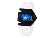 Time100 Fashion Plane Shapped Multicolor LED Dial White Silicone Strap Electronic Digital Watch W30023M.02A