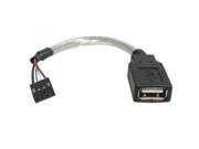 StarTech.com 6in USB 2.0 Cable USB A Female to USB Motherboard 4 Pin Header F F