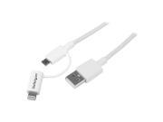 StarTech LTUB1MWH White Apple Lightning or Micro USB to USB cable