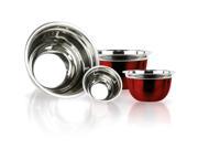 4 Pc Red Stainless Steel Mixing Bowls Serving Bowls Mixing Bowl w Flat Base