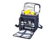 Insulated Picnic Basket Lunch Tote Backpack Cooler w Flatware and Dinnerware Sets for 2