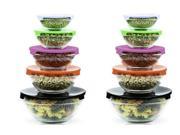 10 Pcs Lunch Glass Bowls Multi Purpose Food Containera Multi Colored Lids