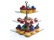 3 Tier Square Glass Cupcake Dessert Stand Party Display Tray or Cupcake Holder