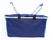 Insulated Folding Picnic Basket Food Beverage Cooler w Carrying Case Navy Blue