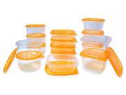 15 Pc Reusable Plastic Food Storage Containers Set Travel Lunch Boxes w Orange Airtight Lids
