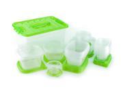 27 Pc Reusable Plastic Food Container Travel Lunch Boxes w Airtight Green Lids