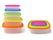 5 Pc Stay Fresh Plastic Food Storage Container Set Travel Lunch Boxes w Lids Multi Color