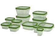 24 Pc Food Storage Container Set BPA Free Travel Lunch Bento Boxes w Vented Lids Green