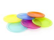 6 Pack Reusable Plastic Plates Bright Colorful Picnic or Party Plate Dishes Assorted Colors