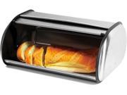 Brushed Stainless Steel Bread Box Fresh Roll Top 2 Loaf Capacity Breadbox
