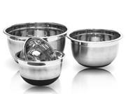 Imperial Home 4 Pc Stainless Steel Mixing Bowls Set or Serving Bowls w Nonskid Silicone Bottoms