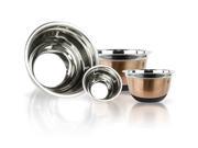 4 Pack of Copper Brushed Stainless Steel Mixing Bowls Set w Silicone Bottoms Flat Base Serving Bowls or Prep Bowl