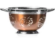 3 QT Copper Brushed Stainless Steel Colander Durable Cooking Kitchen Strainer w Strawberry Design