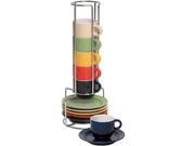 Espresso Cups and Saucers Set 13 Pc Colorful Stacking Mugs Espresso Cup Set