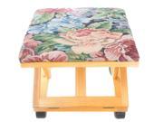 Adjustable Wooden Foot Stool – Floral Tapestry Foot Rest