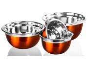 4 Pc Stainless Steel Mixing Bowls – Orange Mixing Bowl Set – Flat Prep Bowls