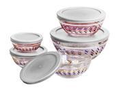 10 Pcs Glass Lunch Bowls Food Storage Containers Set w Clear Lids Chevron Glass Bowls Microwavable Containers
