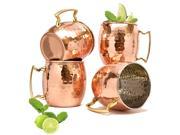 Imperial Home Hammered Finish Copper Moscow Mule Mugs 16 Oz Stainless Steel Moscow Mule Cups 4 Pack