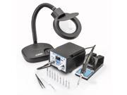 X TRONIC 4010 XTS 60 Watt Digital Soldering Iron Station Complete Kit with Mag Lamp 10 Asst. Soldering Tips Extra Heating Element Anti Magnetic Tweezers